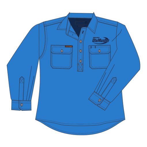 Kids Blue Work Shirt - Navy Logo