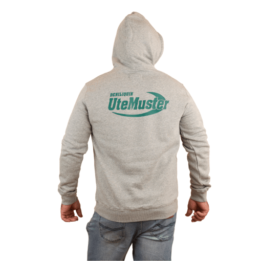 Adult Grey Hoodie Green Print Man Back
