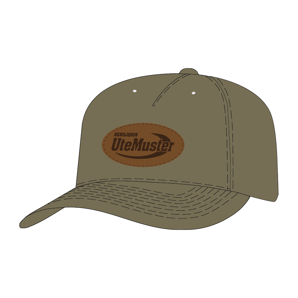 Khaki Baseball Hat With Leather Patch 