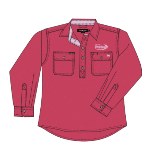 Ladies Camelia Rose Pink Long Sleeve Work Shirt
