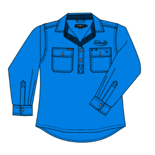 Ladies Blue Long Sleeve Work Shirt