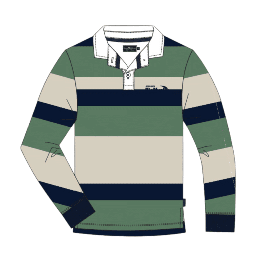 Mens Khaki Green / Navy Rugby Jumper