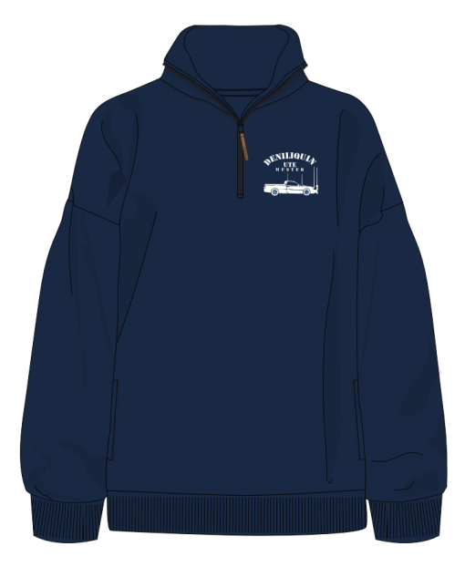 1/4  Zip Unisex Crew Jumper - Navy