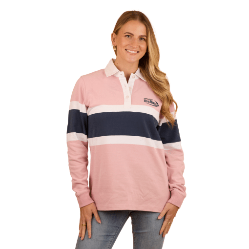 Ladies Pink Rugby Front Image 2