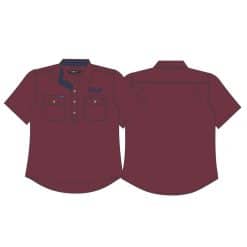 MENS SHORT SLEEVE WORK SHIRT - BURGUNDY
