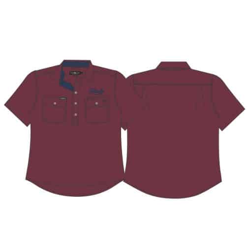 MENS SHORT SLEEVE WORK SHIRT - BURGUNDY