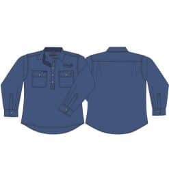 MENS LONG SLEEVE WORK SHIRT - STEEL BLUE