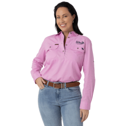 Alternative view of LADIES PASTEL PINK WORK SHIRT - LONG SLEEVE