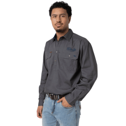 MENS MAGNUM LONG SLEEVE WORK SHIRT - HALF BUTTON