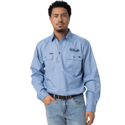 Alternative view of Mens Denim Blue Long Sleeve Work Shirt
